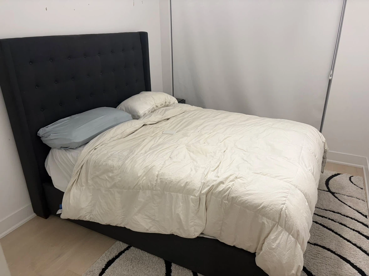 Dark Grey Upholstered Wingback Bed Frame