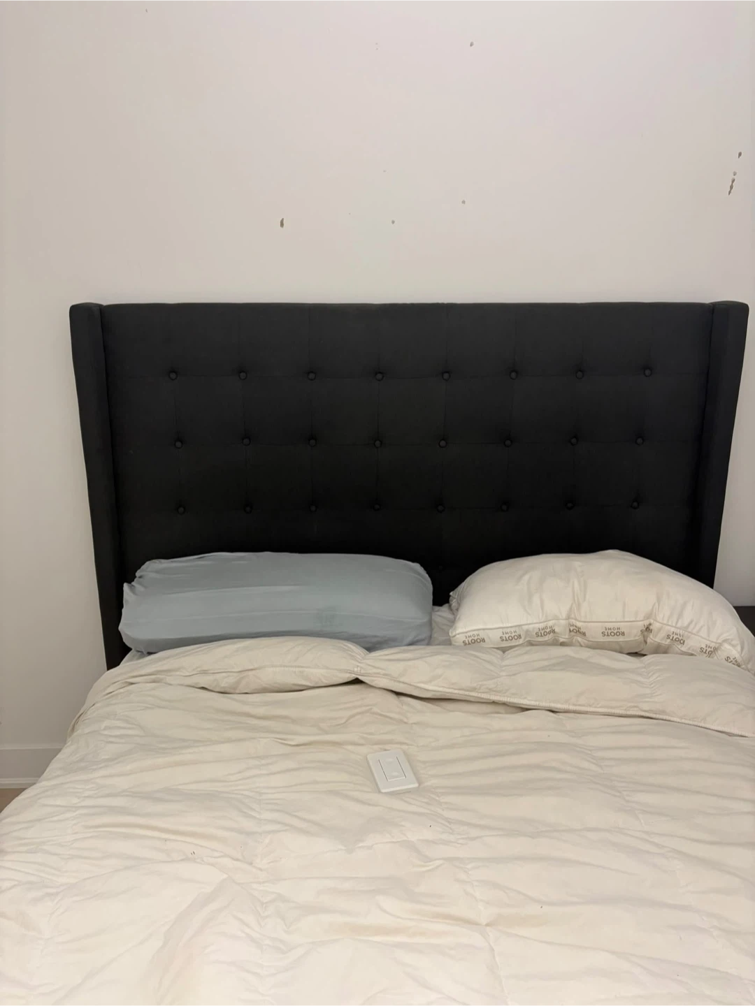 Dark Grey Upholstered Wingback Bed Frame - photo 2