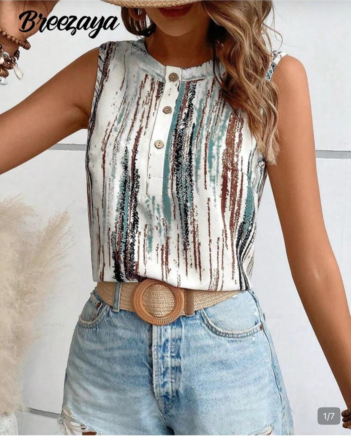 Breezaya Sleeveless Button-Down Tank