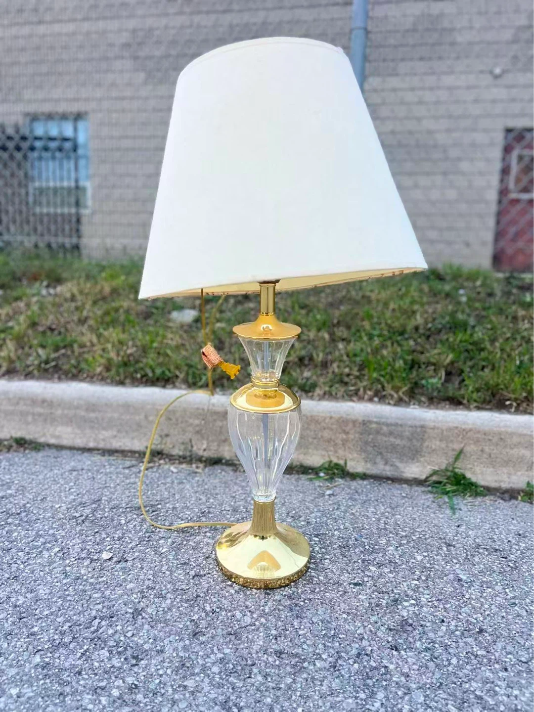 Vintage Brass and Glass Table Lamp