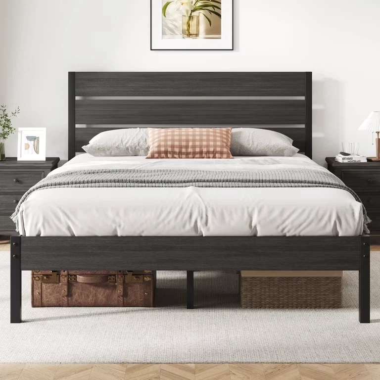 Fluest Queen Size Bed Frame with Headboard and Footboard