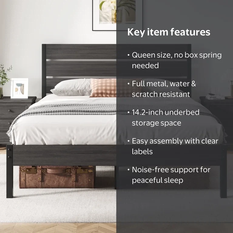 Fluest Queen Size Bed Frame with Headboard and Footboard - photo 2