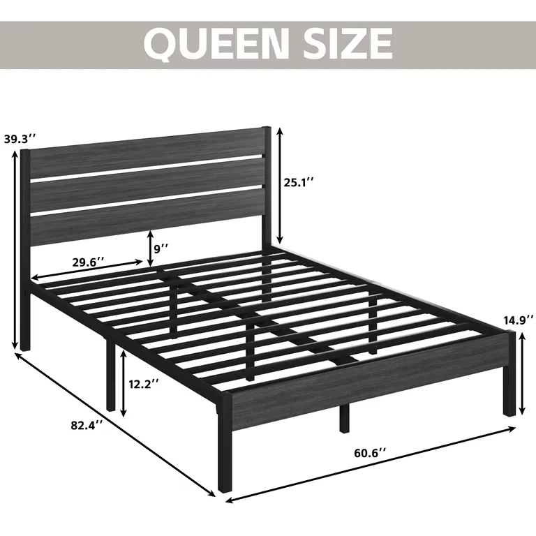 Fluest Queen Size Bed Frame with Headboard and Footboard - photo 3