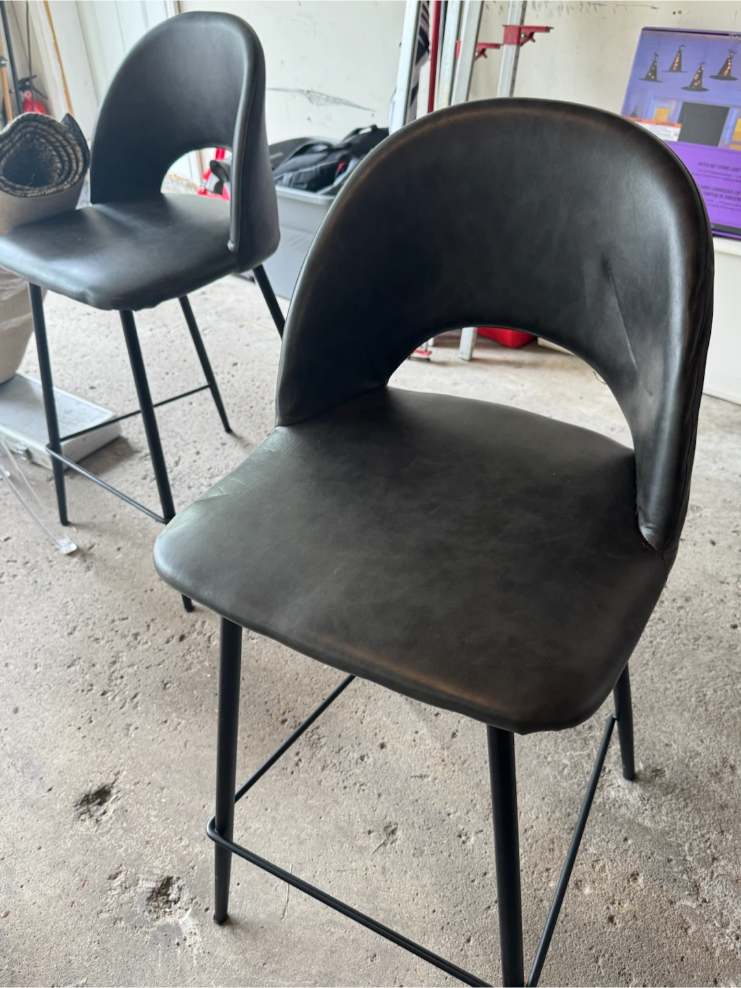 Dark Grey Faux Leather Bar Stools - photo 2