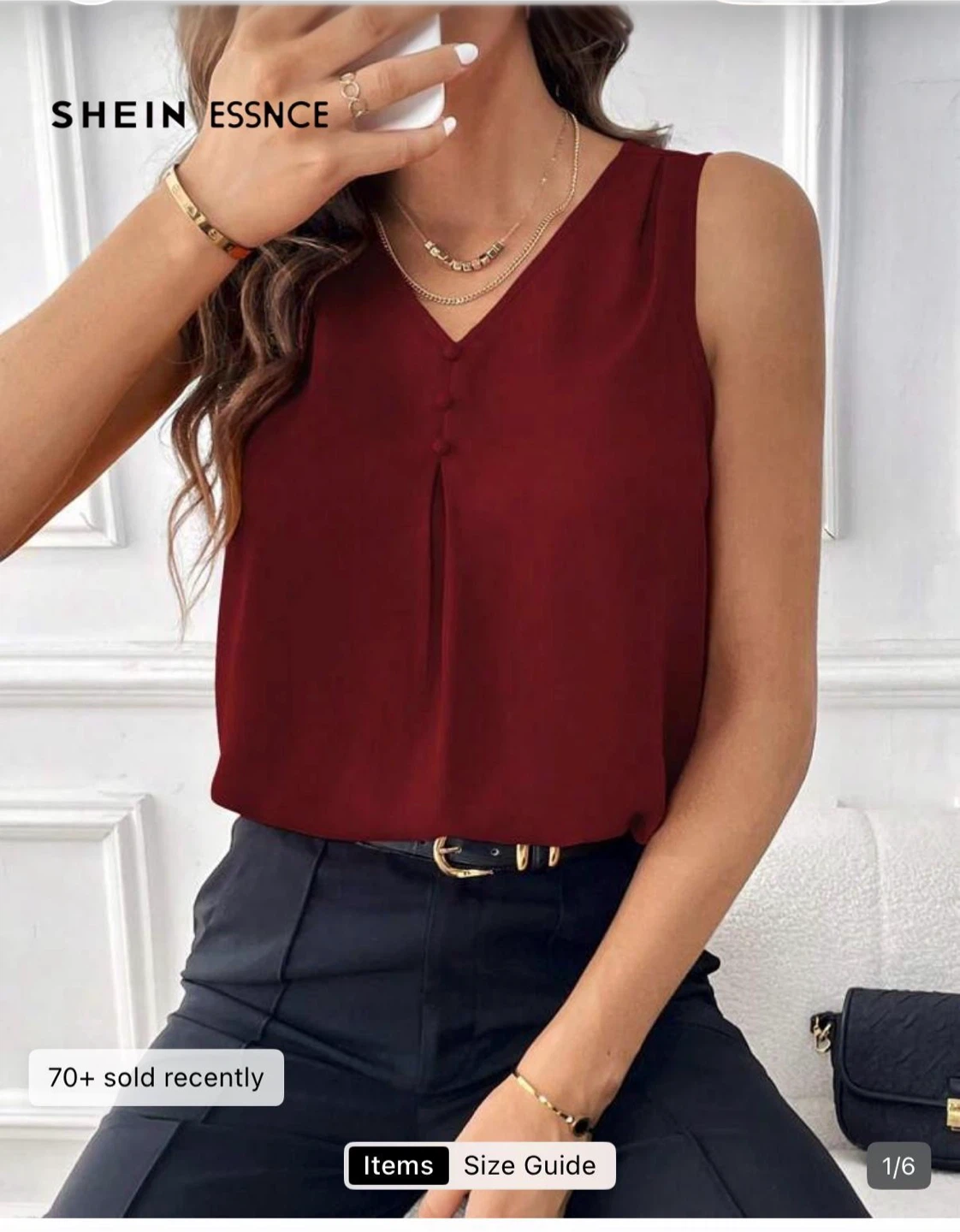 SHEIN ESSNCE Maroon Sleeveless Blouse