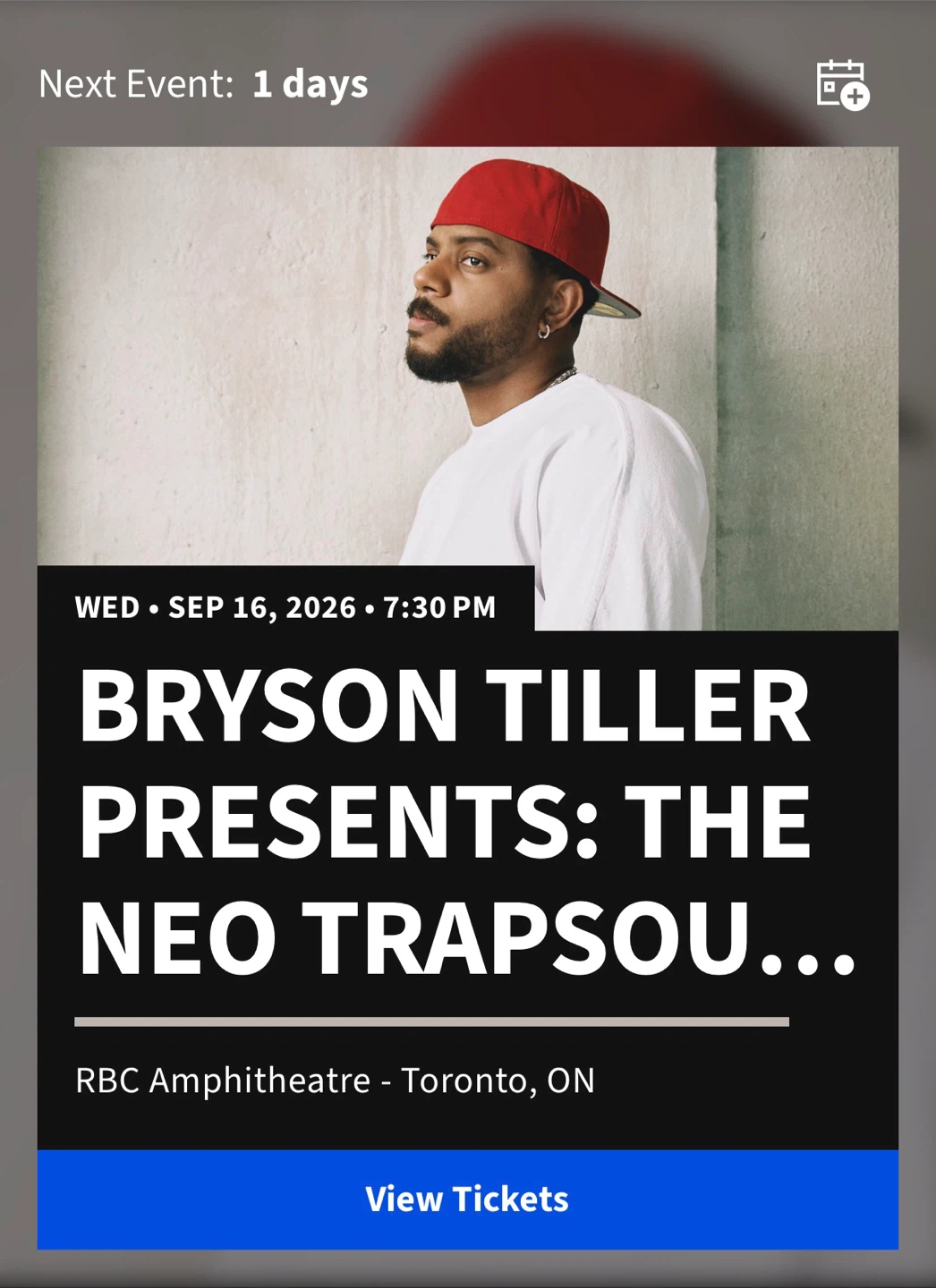 Bryson Tiller Concert Ticket - Sept 16, 2026
