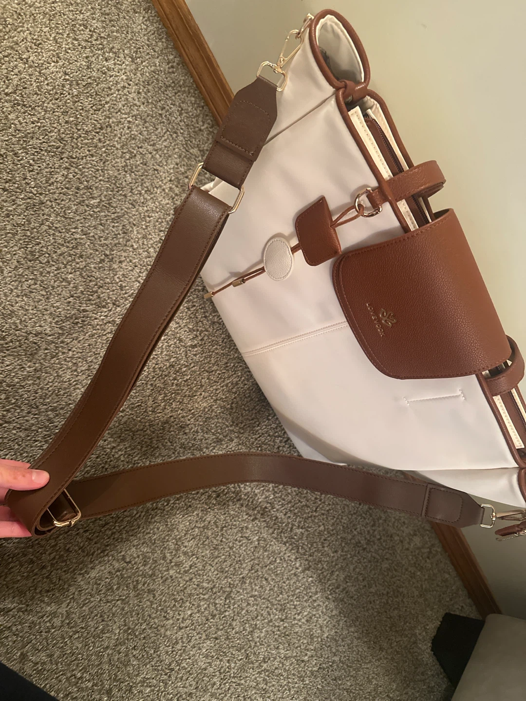 LOVEVOOK White and Brown Laptop Tote Bag - photo 3