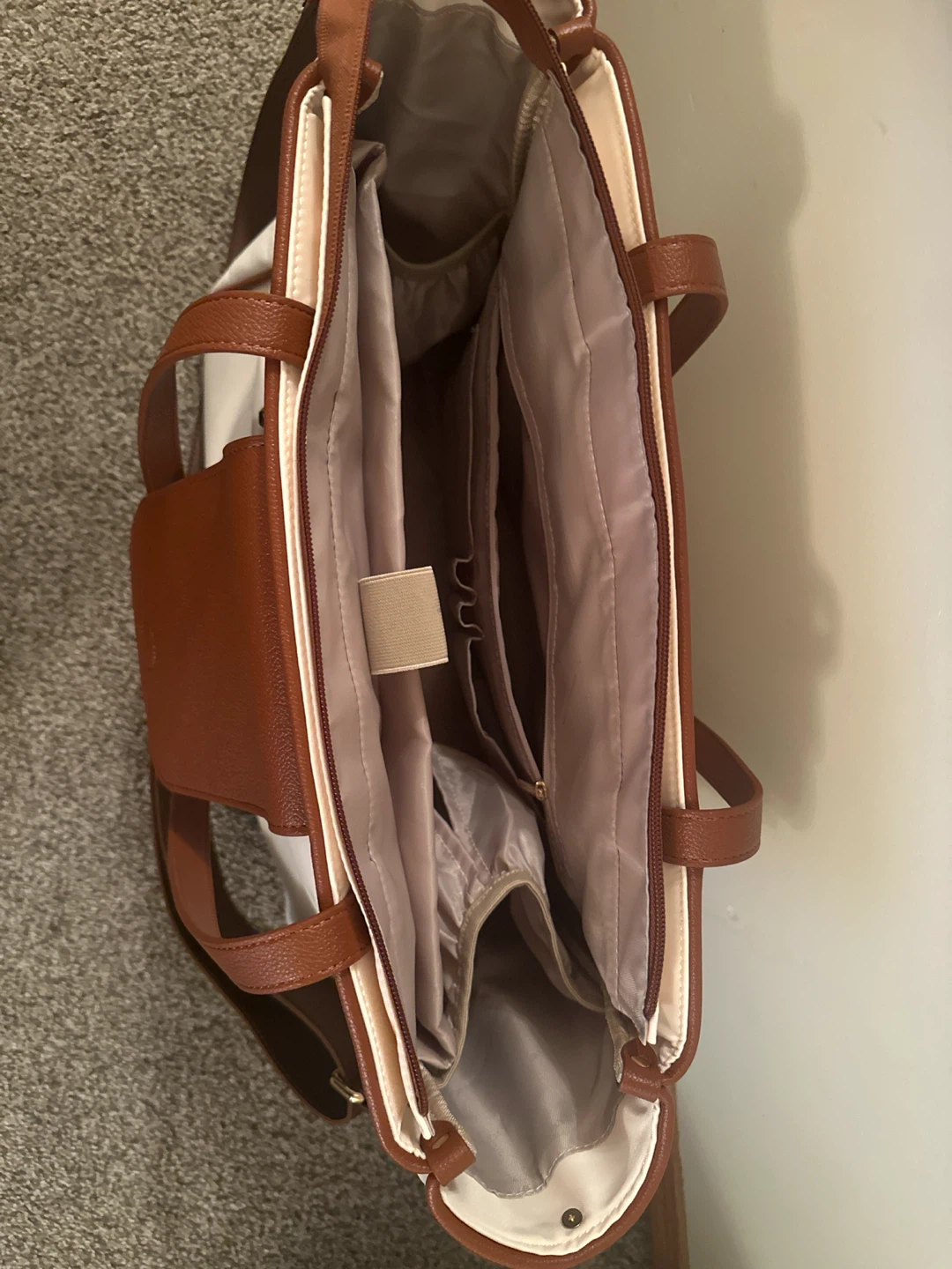 LOVEVOOK White and Brown Laptop Tote Bag - photo 4