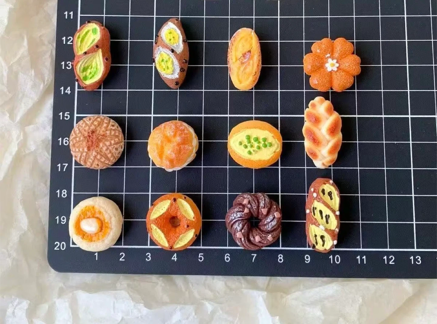 Set of 12 Miniature Bread Magnets