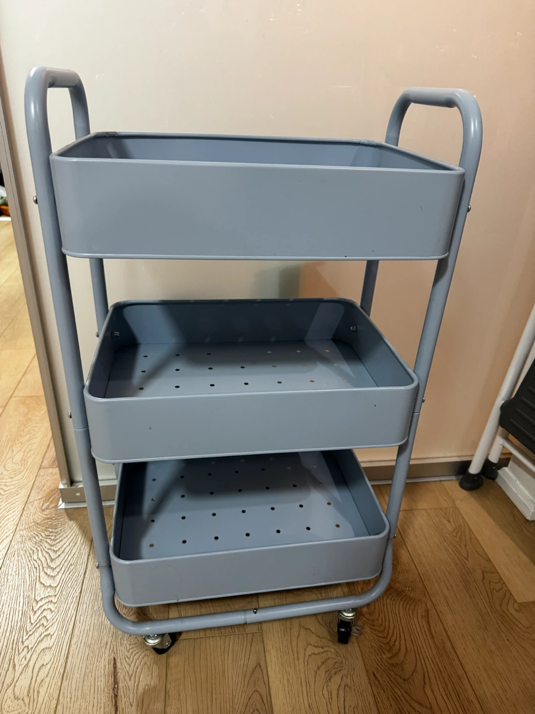 3-Tier Metal Trolley/Utility Cart - Blue