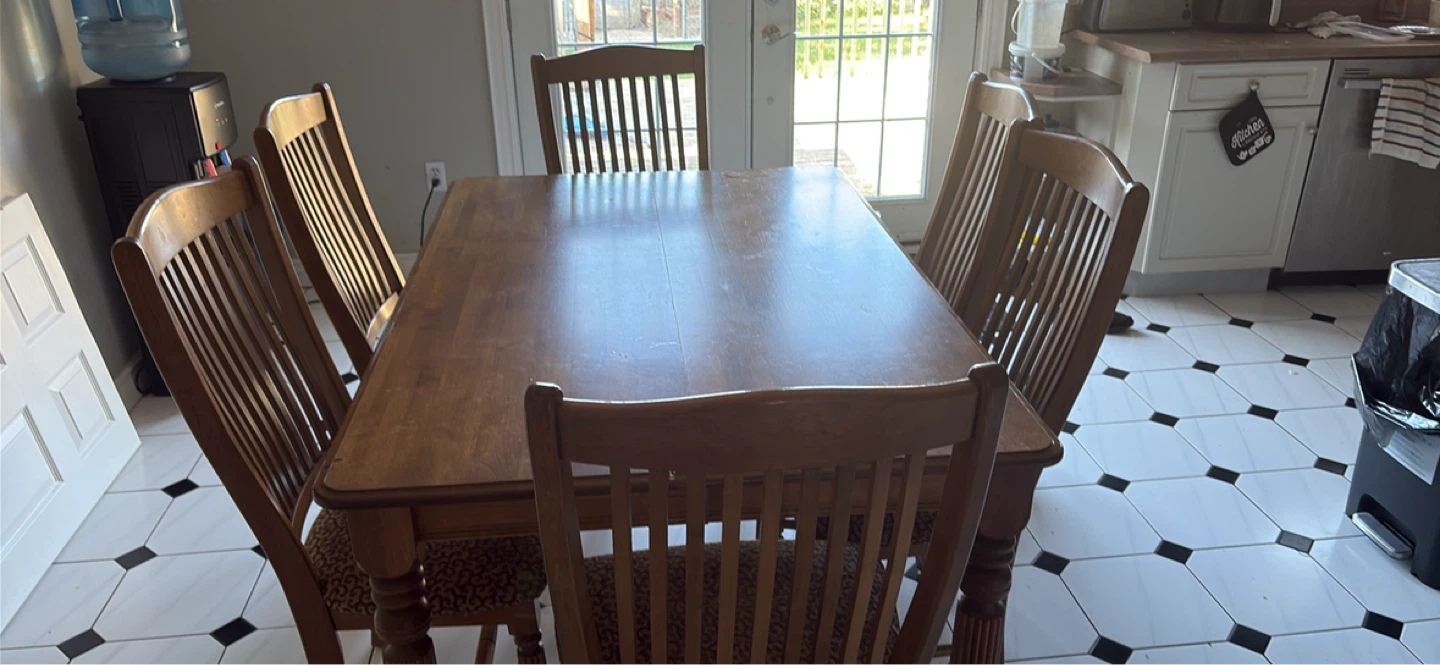 Wooden dining table set with 6 chairs - photo 2