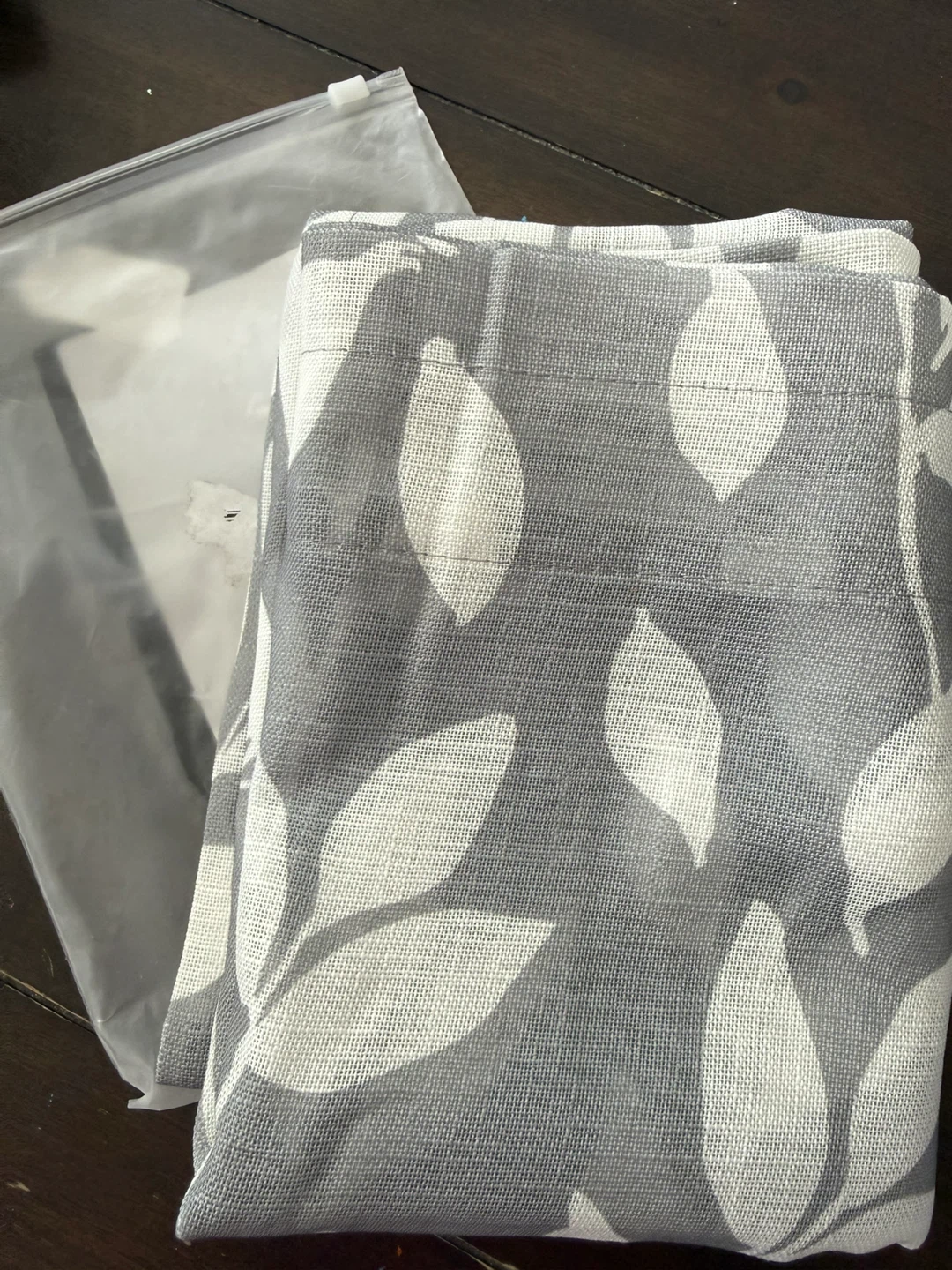Grey Leaf Print Curtains