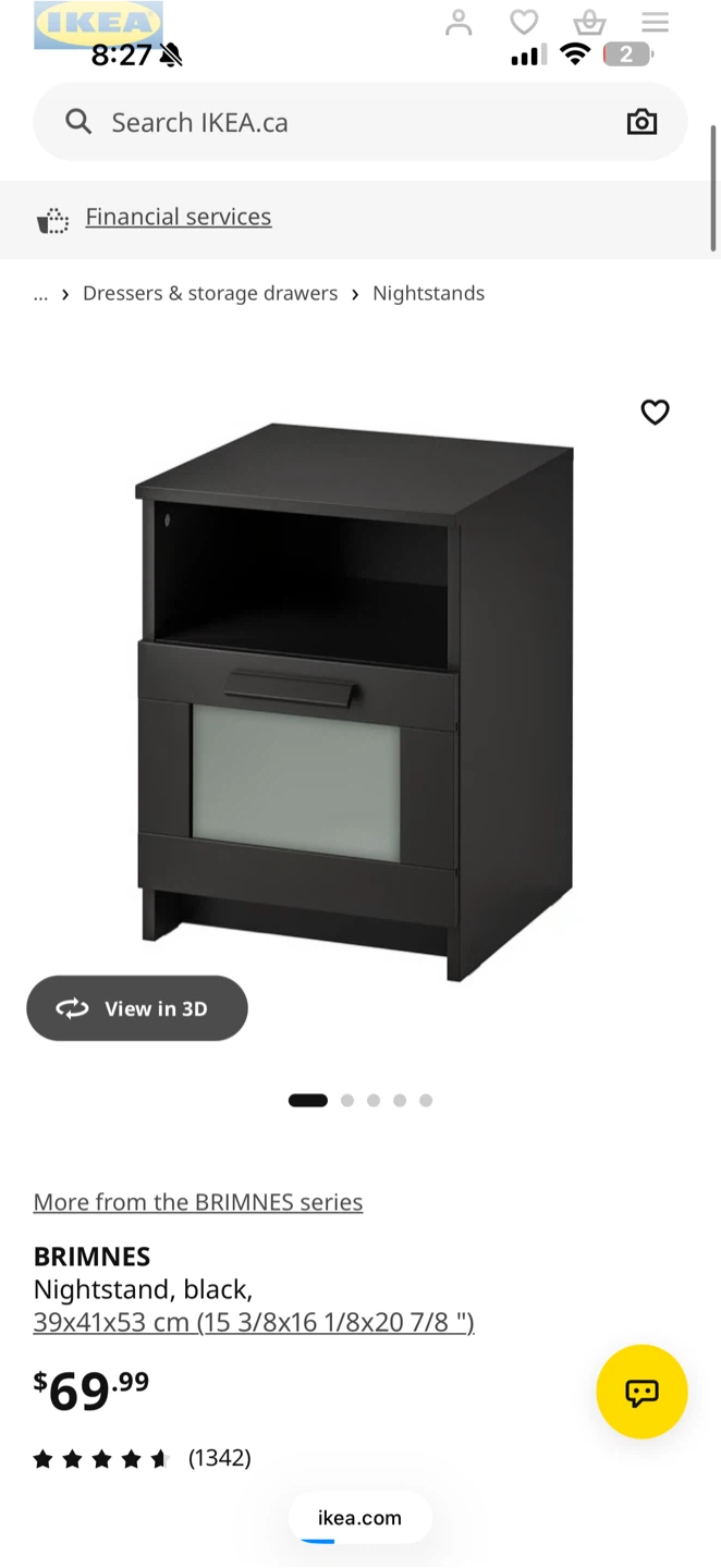 IKEA Brimnes Nightstand - Black