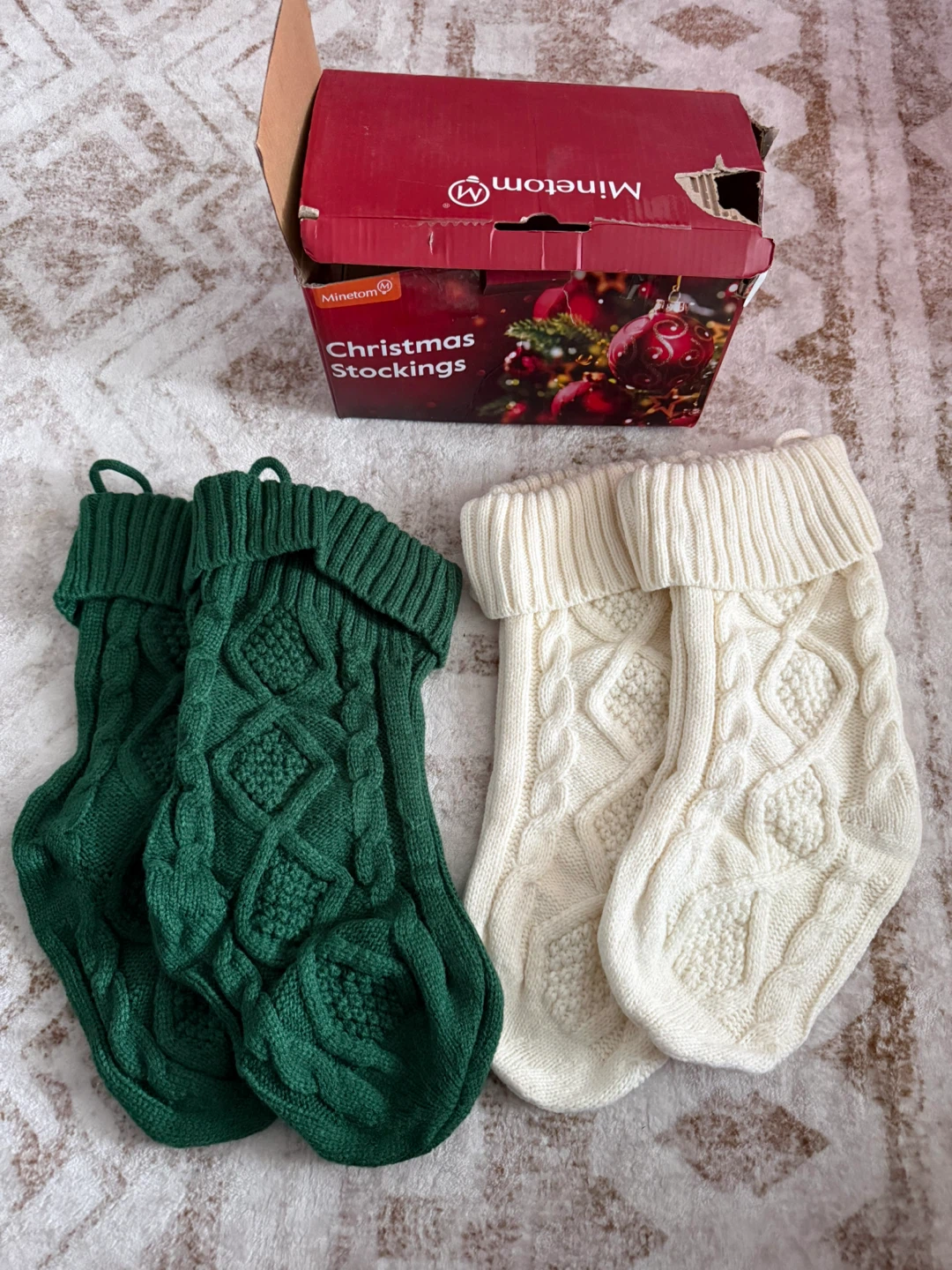 Minetom Cable Knit Christmas Stockings