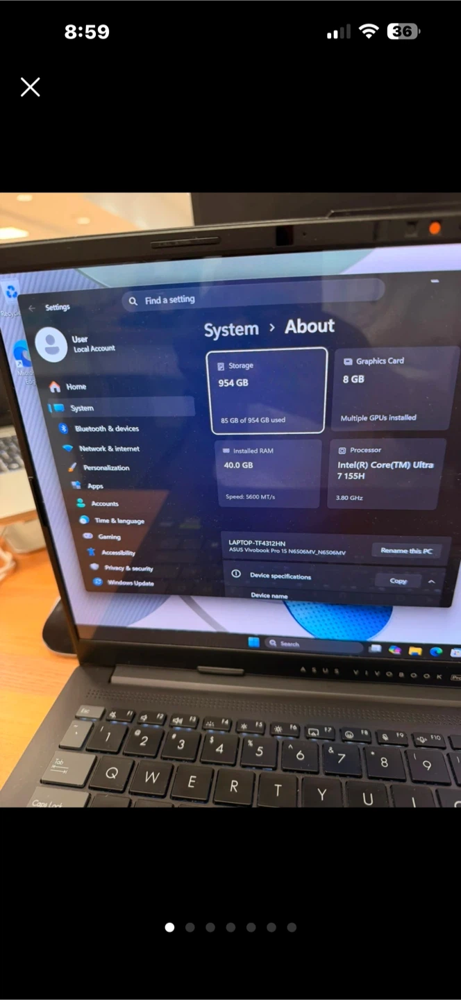ASUS Vivibook Pro 15 OLED - Core Ultra 7, RYX 4060, 40GB RAM - photo 5