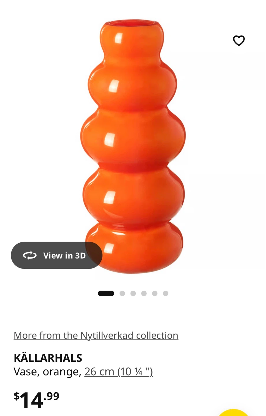 IKEA KÄLLARHALS Orange Vase