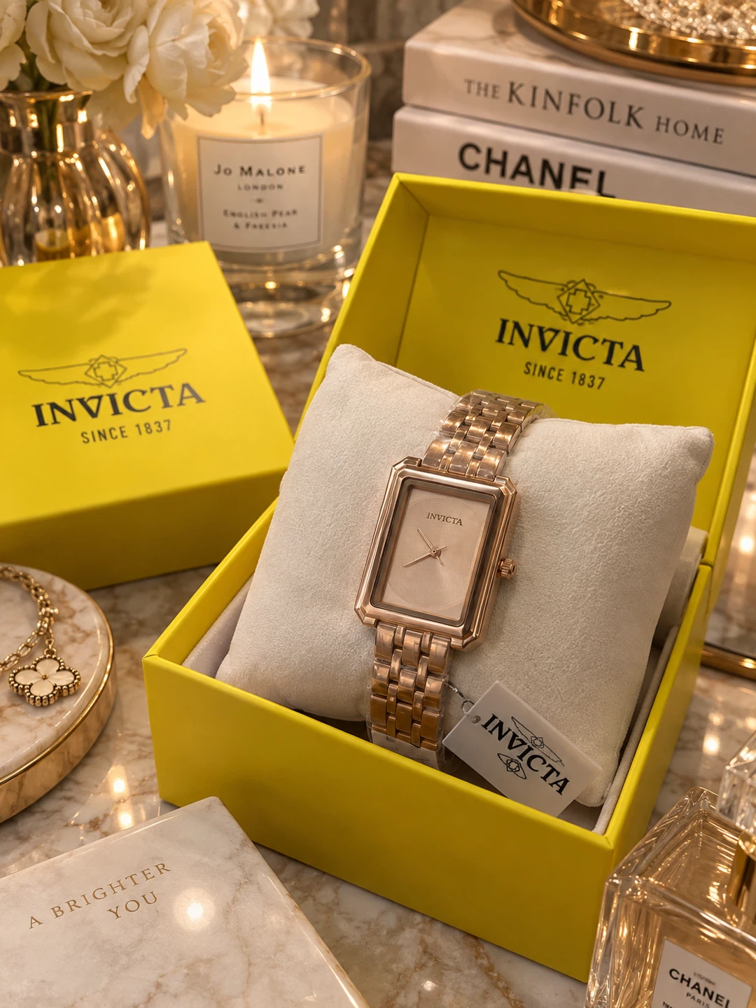 Invicta 69327 Women’s Rose Gold Rectangular Watch NIB