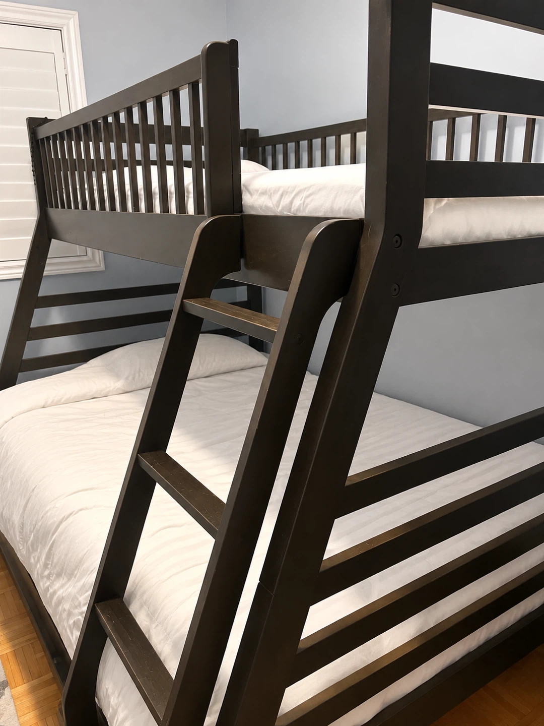 Solid Dark Wood Bunk Bed