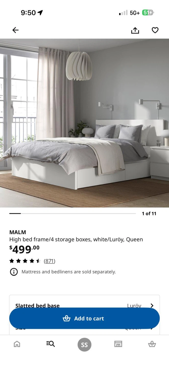 IKEA MALM Queen High Bed Frame with 4 Storage Boxes - photo 3