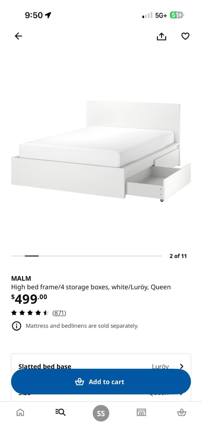 IKEA MALM Queen High Bed Frame with 4 Storage Boxes - photo 4