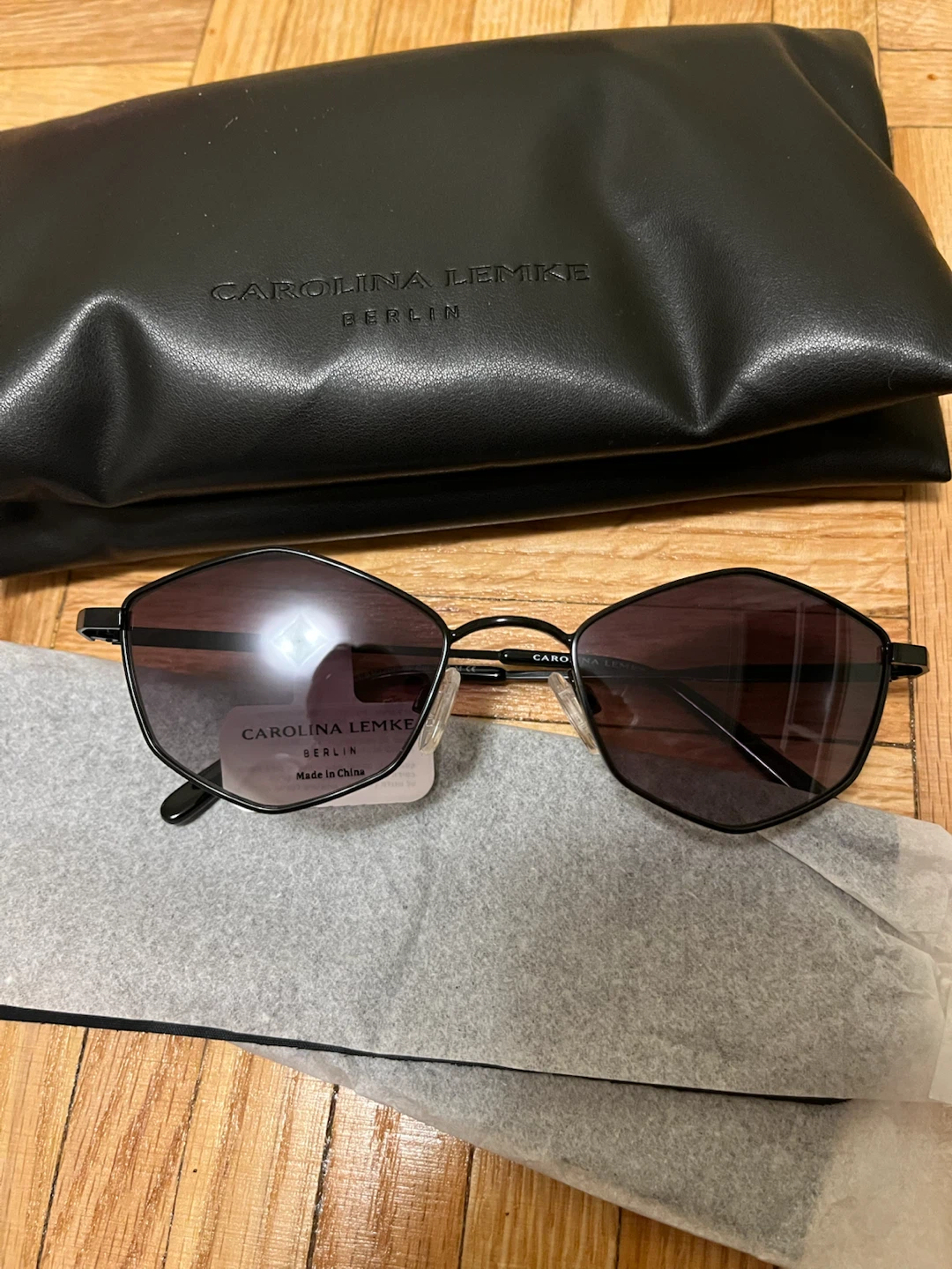 NEW Carolina Lemke Berlin Black Sunglasses + Case - photo 2