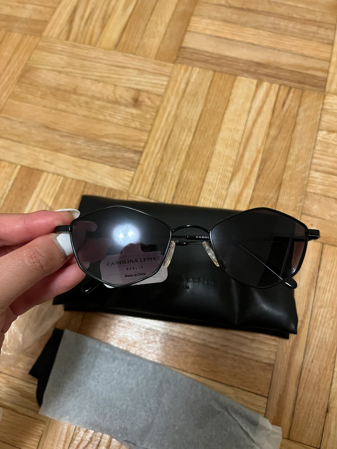 NEW Carolina Lemke Berlin Black Sunglasses + Case - photo 3
