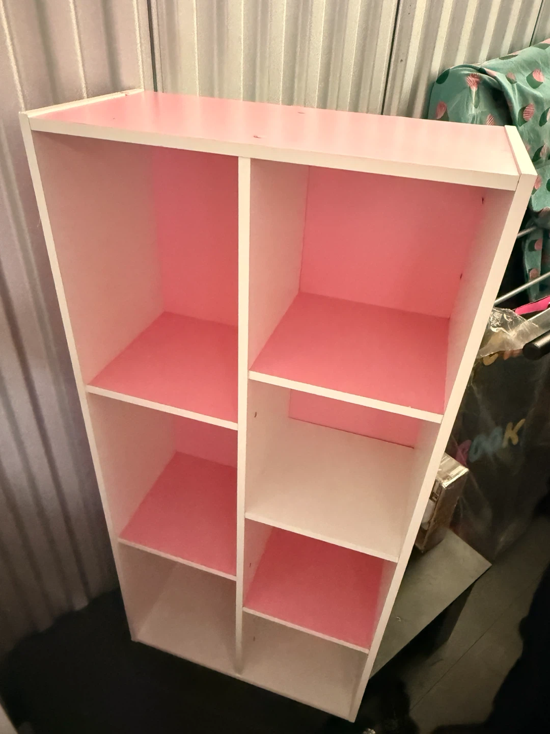 White and Pink 6-Cube Bookshelf