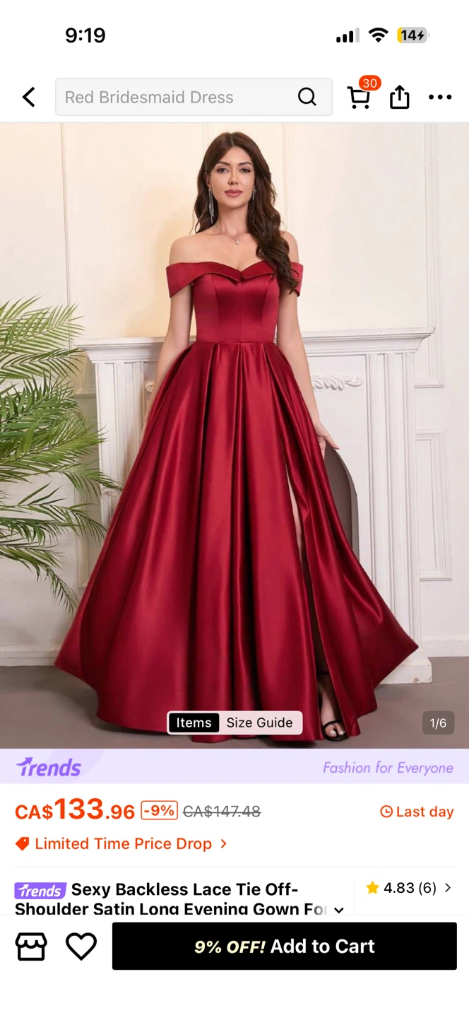 SHEIN Trends Off-Shoulder Satin Evening Gown