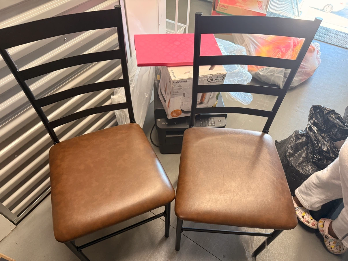 Set of Two Black and Brown Dining Chairs
