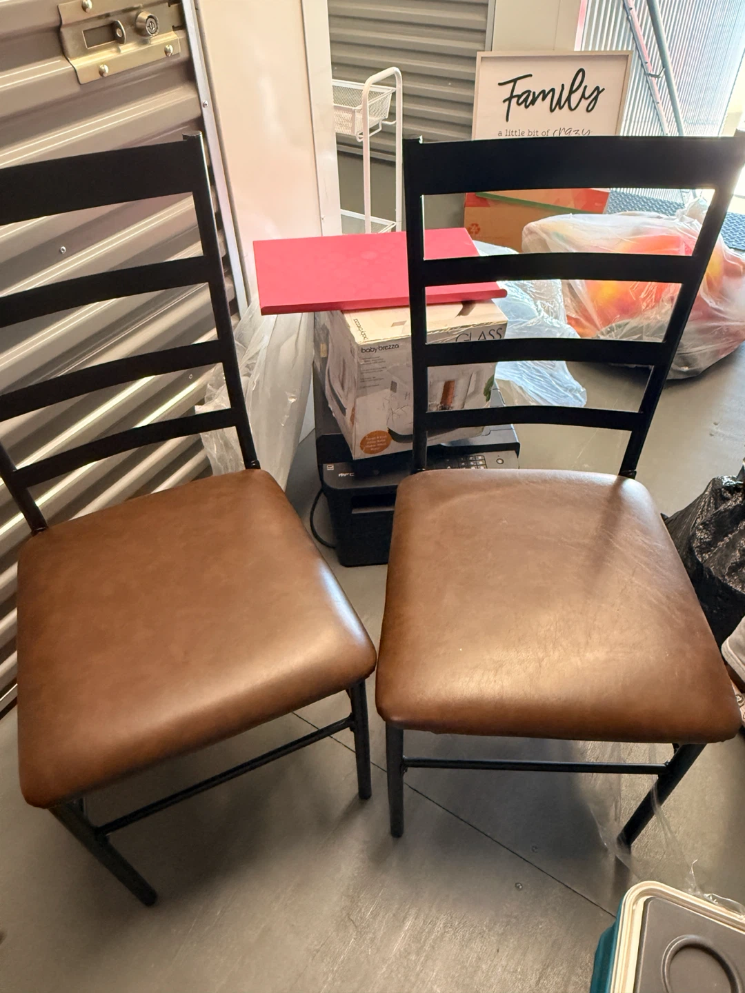 Set of Two Black and Brown Dining Chairs - photo 2