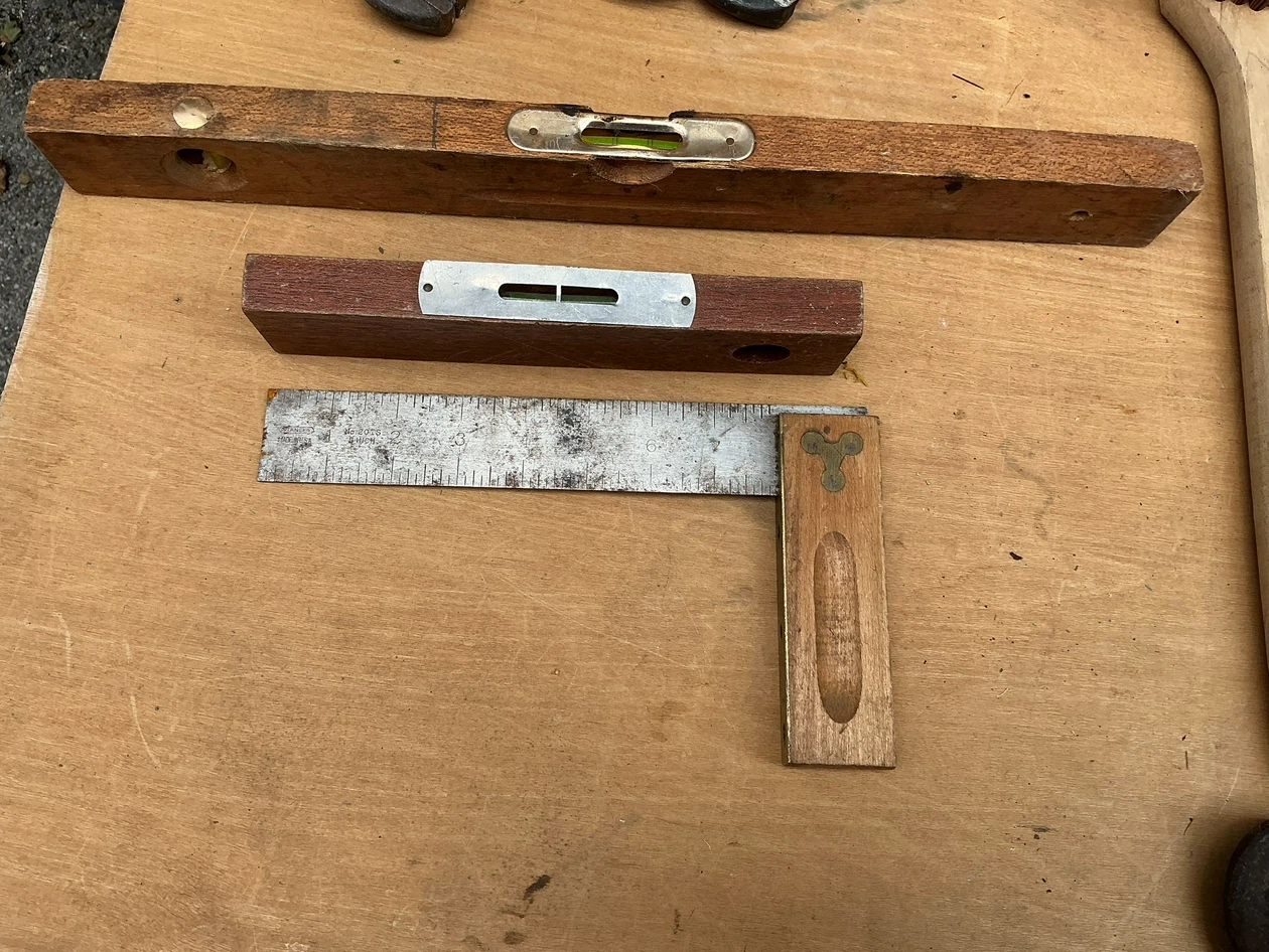 One Vintage Wood Straight Level & 2 Wood Spirit Levels !