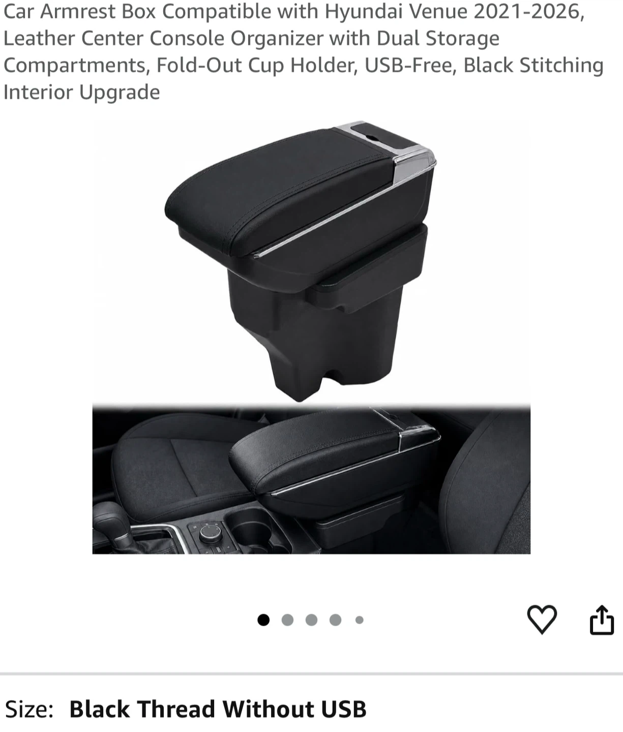 Hyundai Venue Center Console Armrest Organizer
