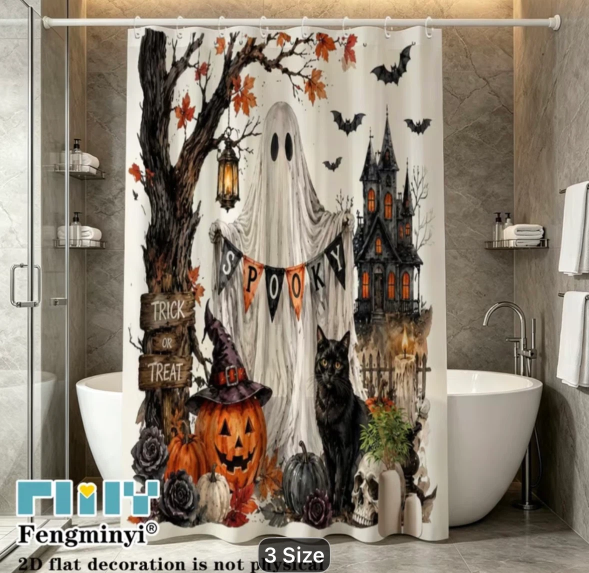 Fengminyi Spooky Halloween Shower Curtain