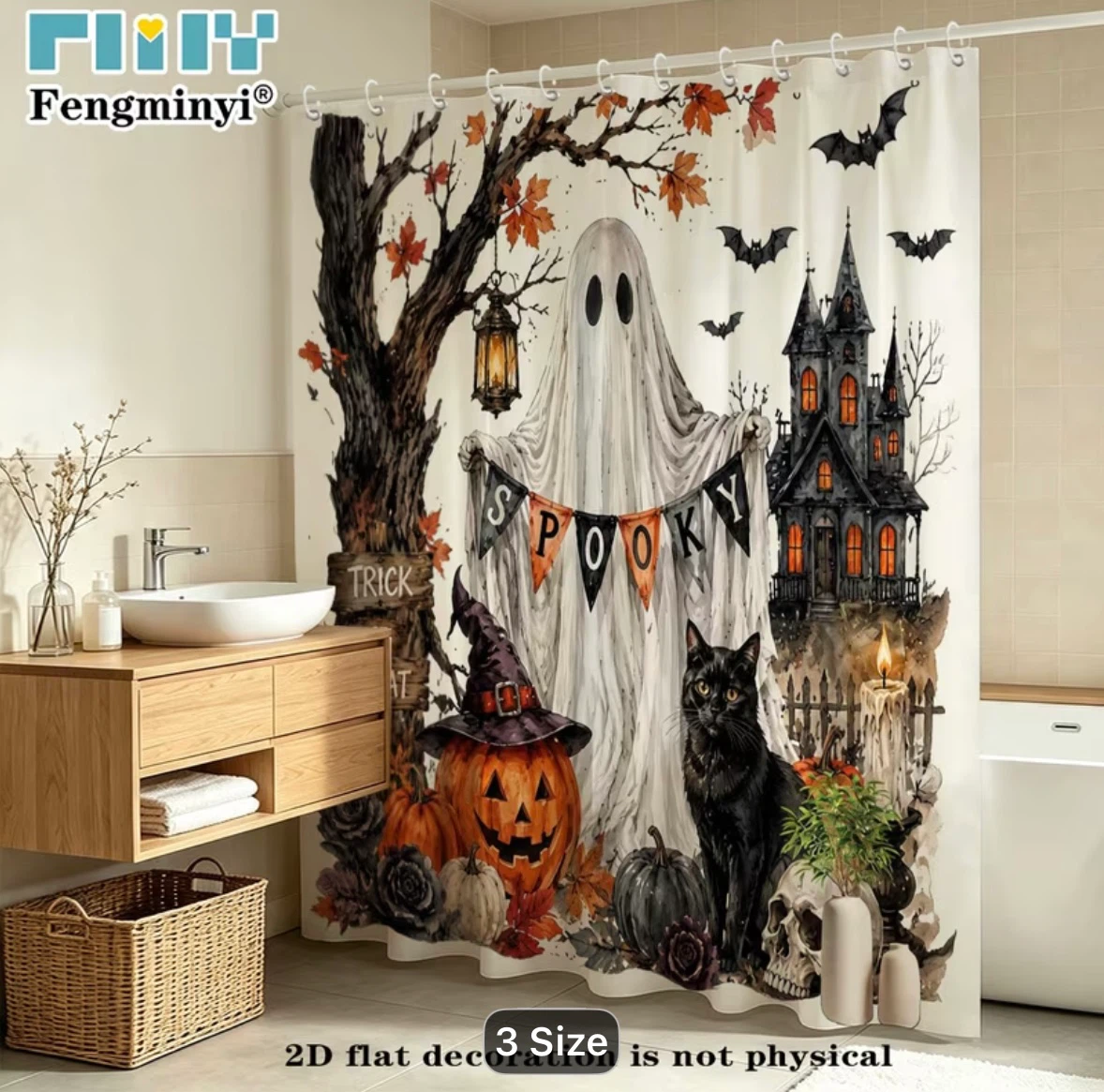 Fengminyi Spooky Halloween Shower Curtain - photo 2