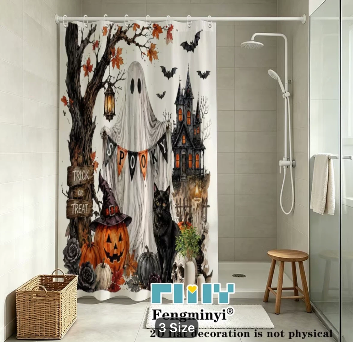 Fengminyi Spooky Halloween Shower Curtain - photo 5