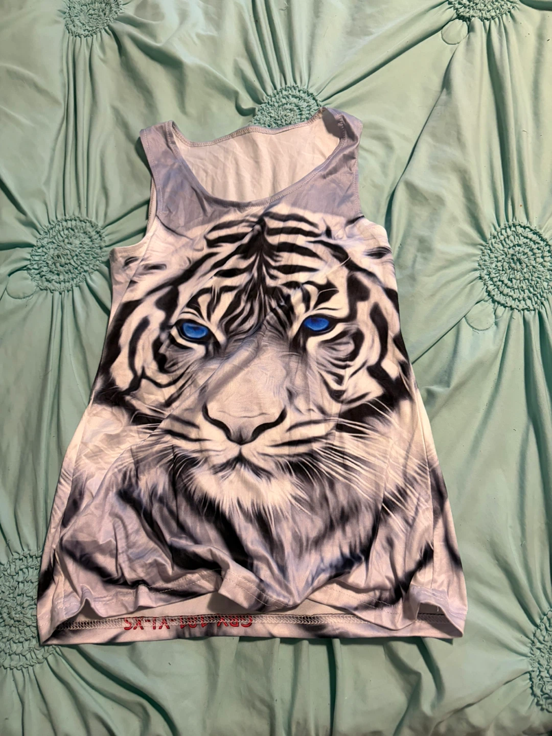White Tiger Print Tank Top