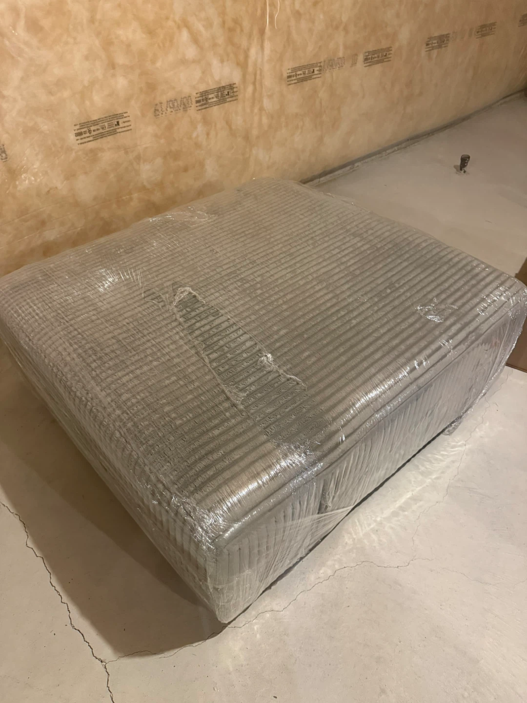 Large Grey Corduroy Ottoman - Ashley