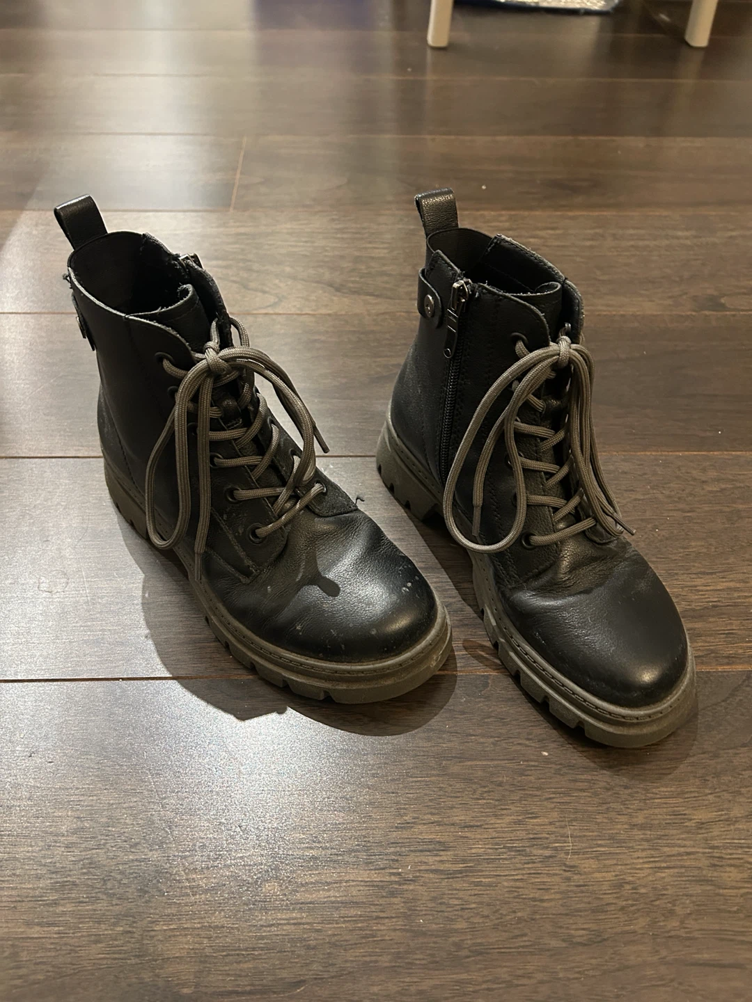 Black Faux Leather High Top Boots