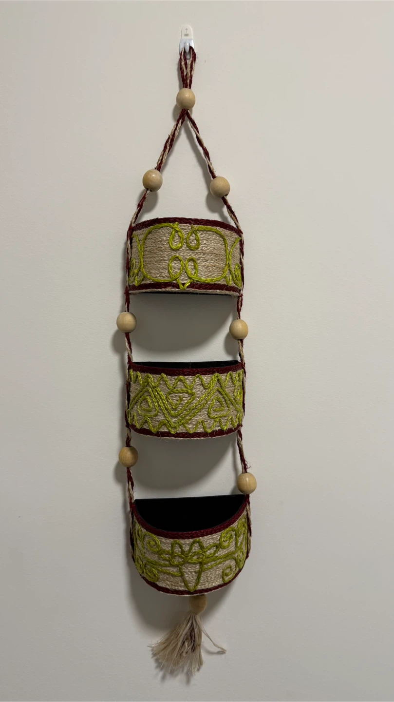 3-Tier Jute Hanging Wall Organizer