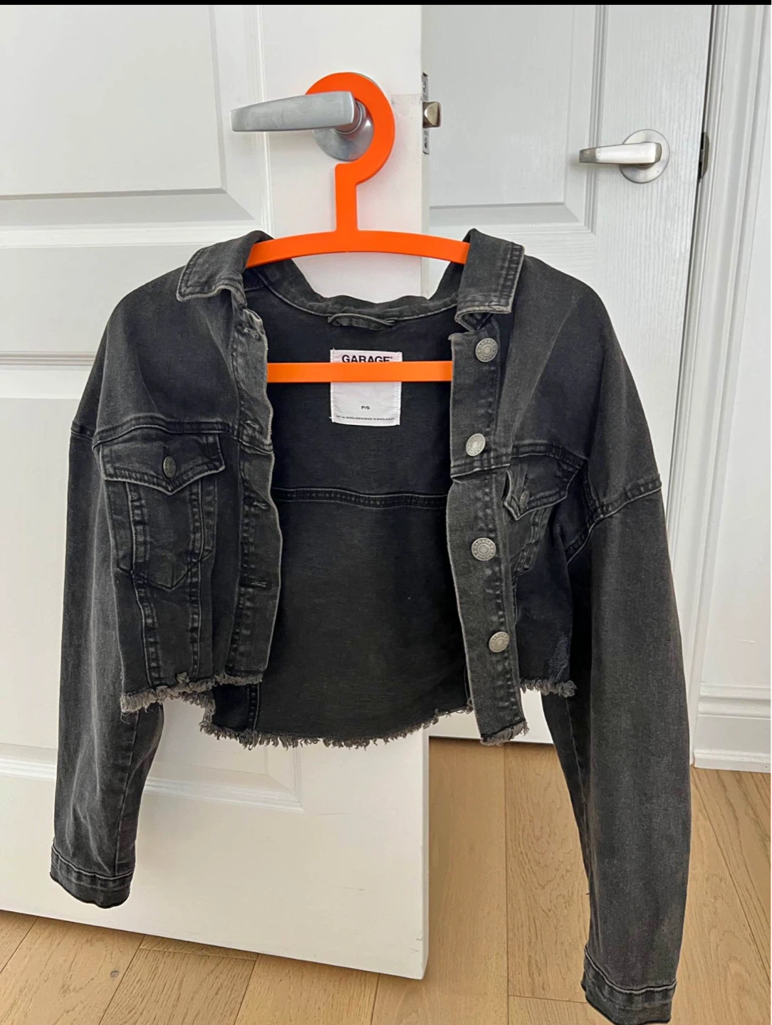 Garage black denim cropped jacket