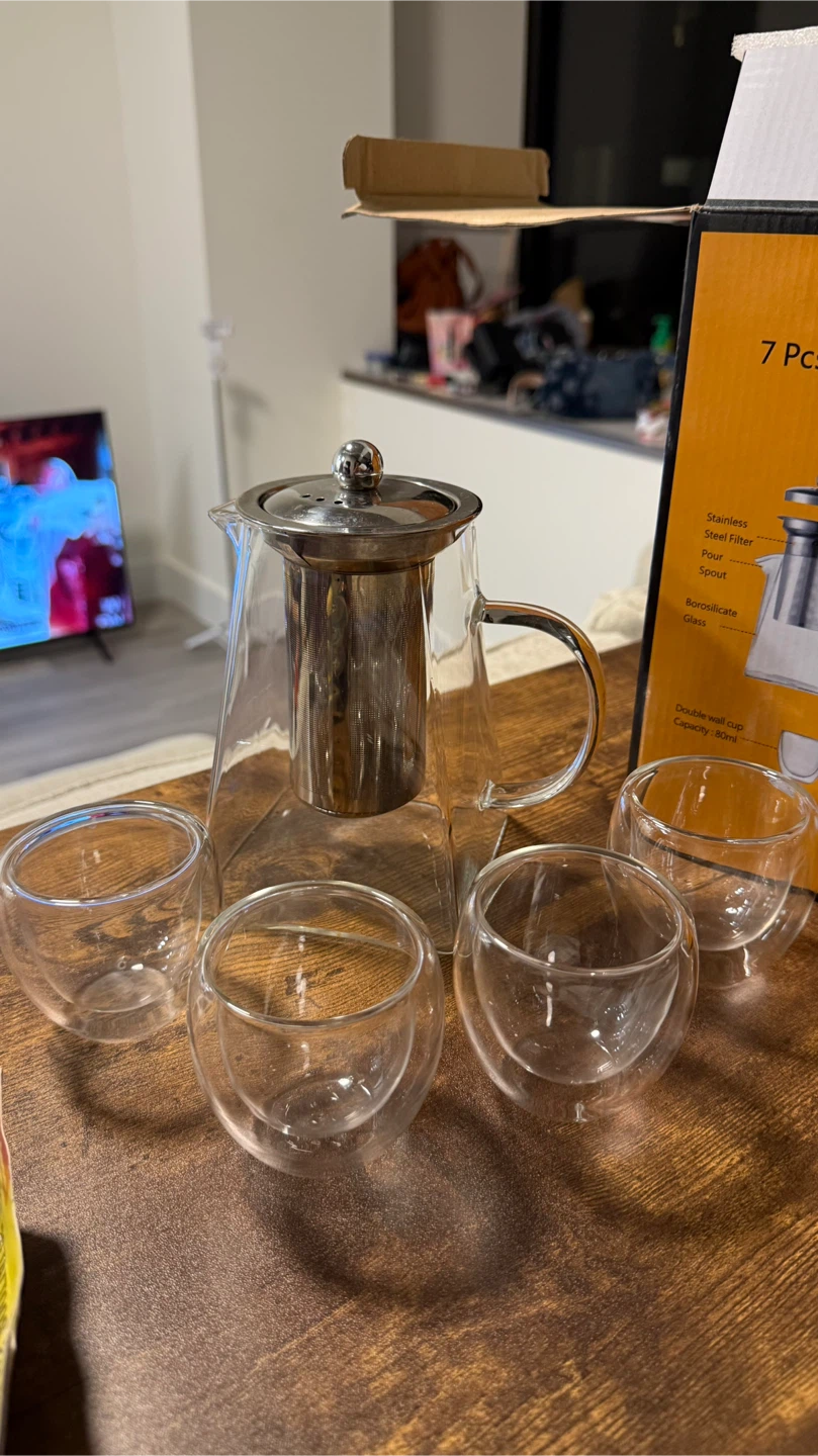 Mixpresso 7 Piece Glass Tea Kettle Set