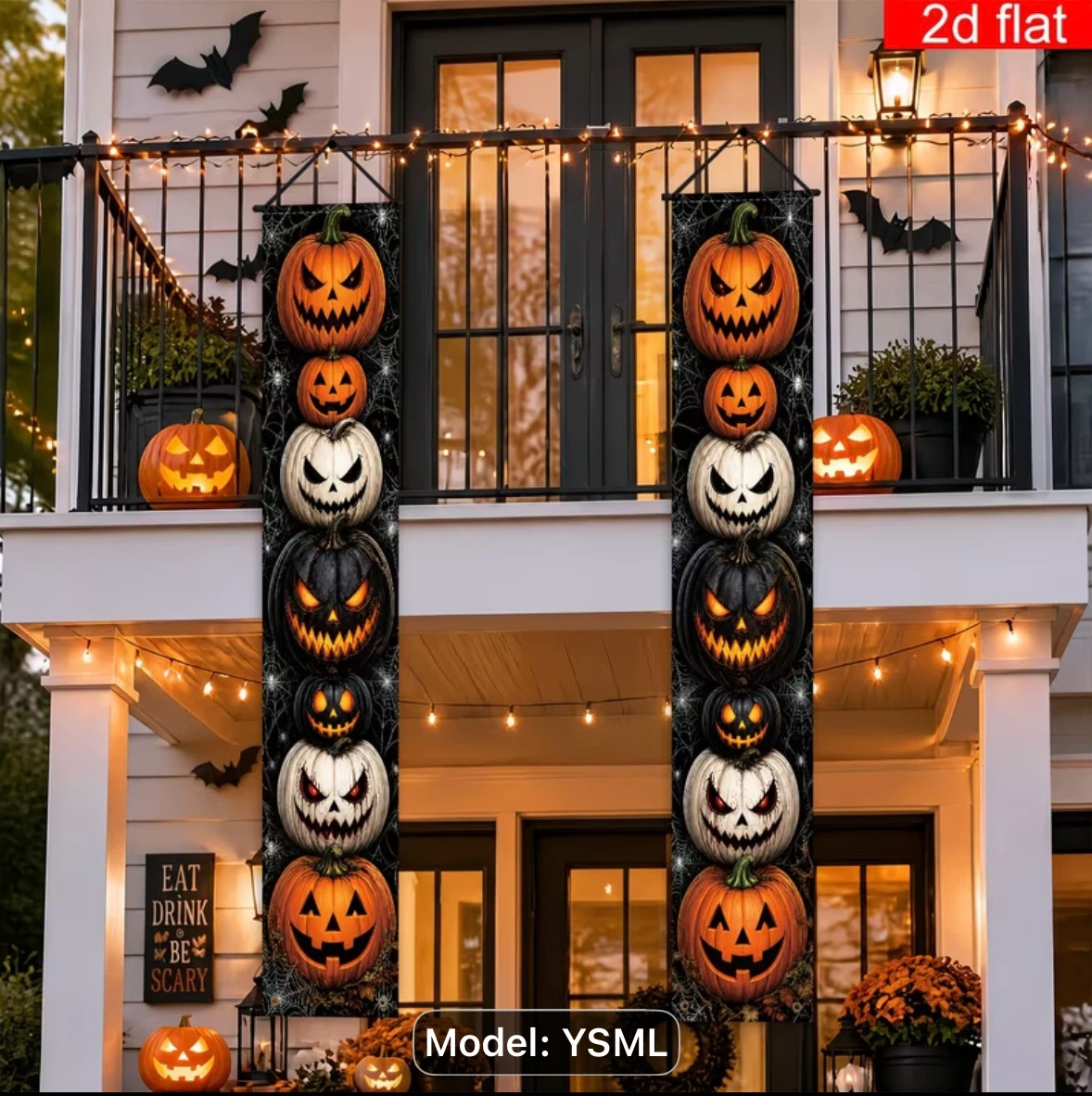 Set of 2 Halloween Pumpkin Porch Banners - photo 2