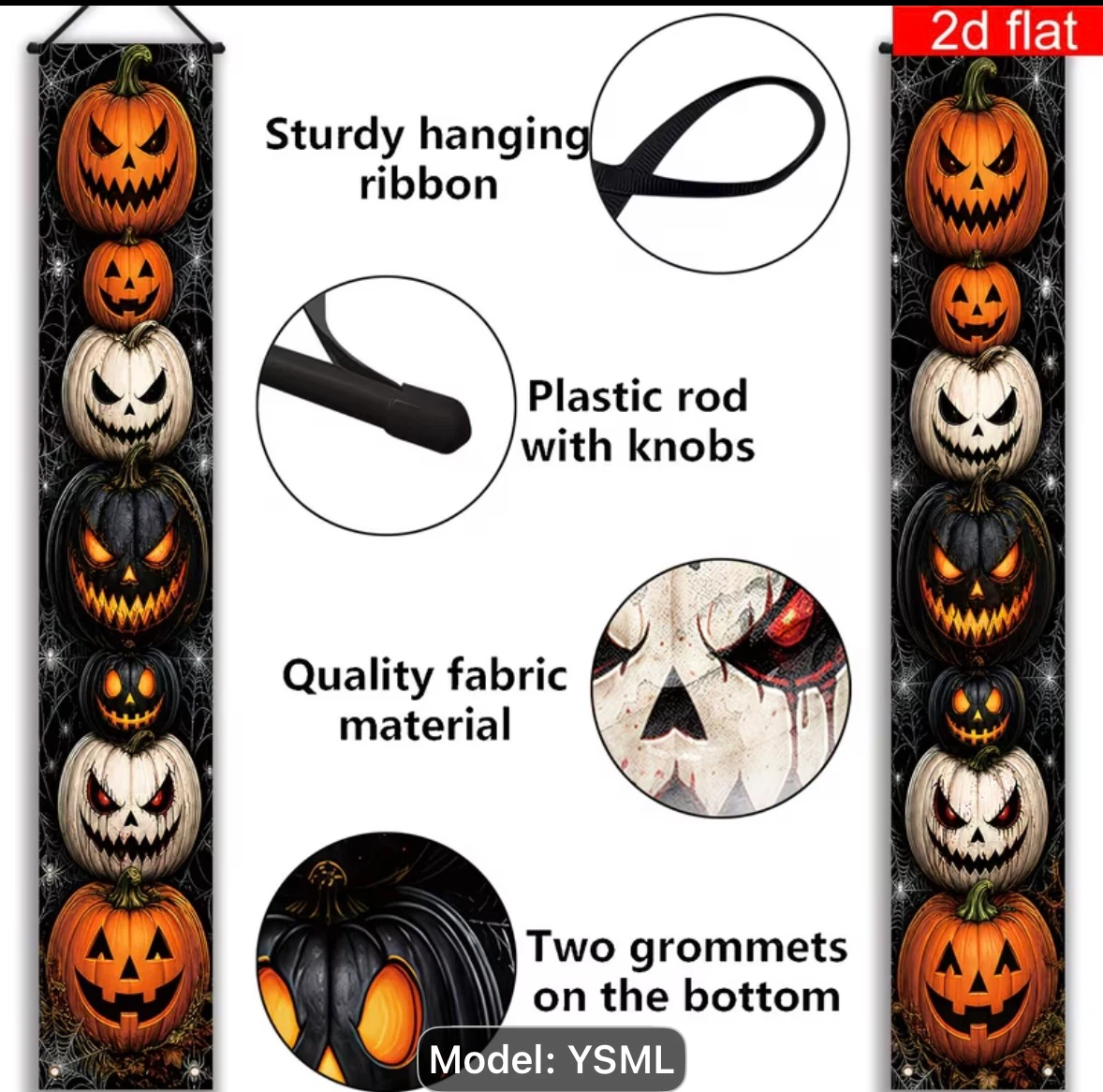 Set of 2 Halloween Pumpkin Porch Banners - photo 3