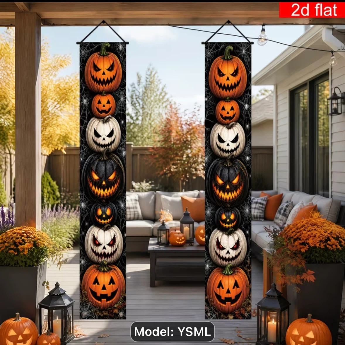 Set of 2 Halloween Pumpkin Porch Banners - photo 4
