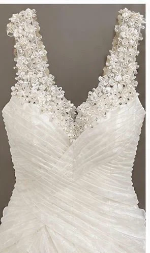 White Beaded Wedding Dress - photo 3