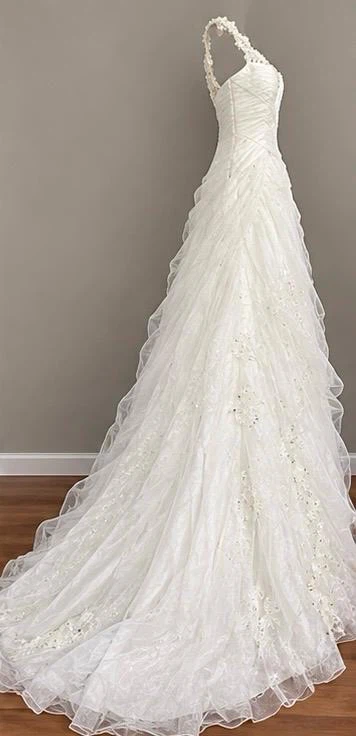 White Beaded Wedding Dress - photo 4