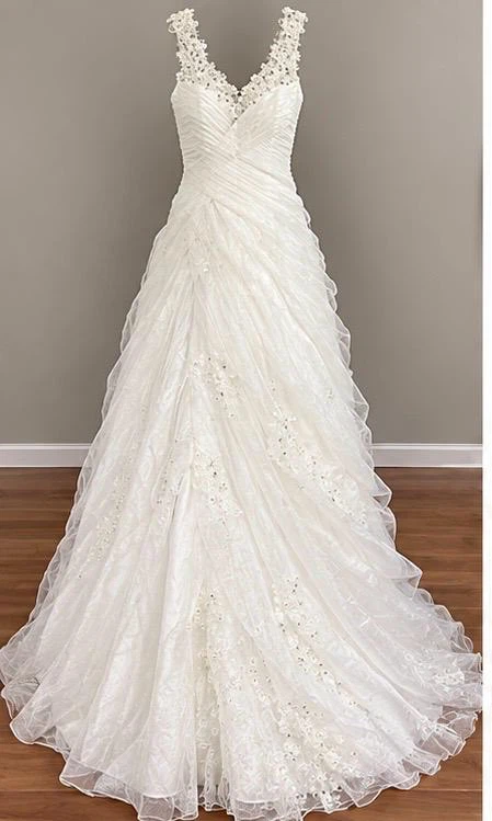 White Beaded Wedding Dress - photo 5