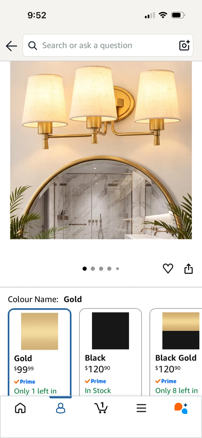 3-Light Brushed Gold Vanity Bathroom Wall Sconce - photo 3