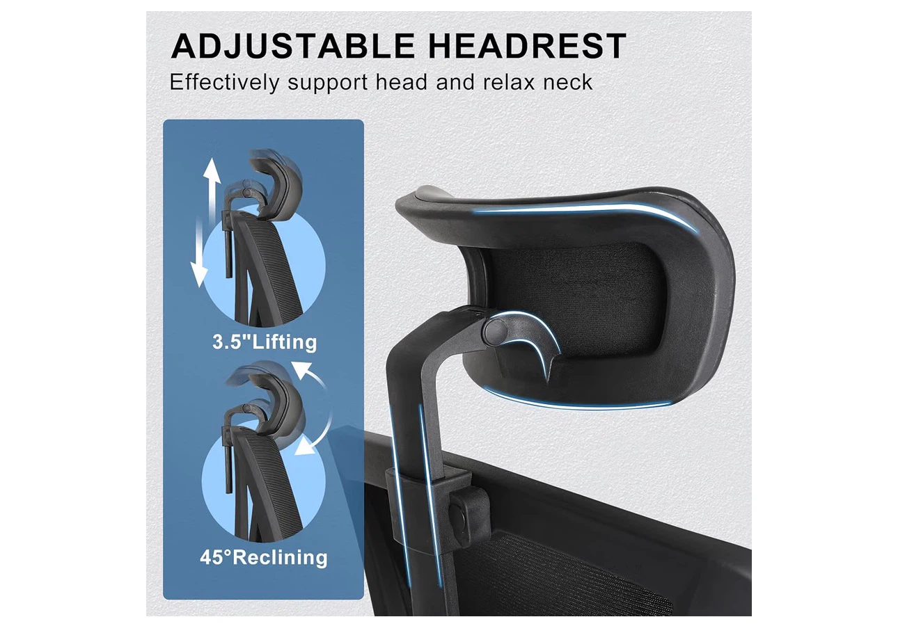 Grey Ergonomic Office Chair with Footrest - photo 4
