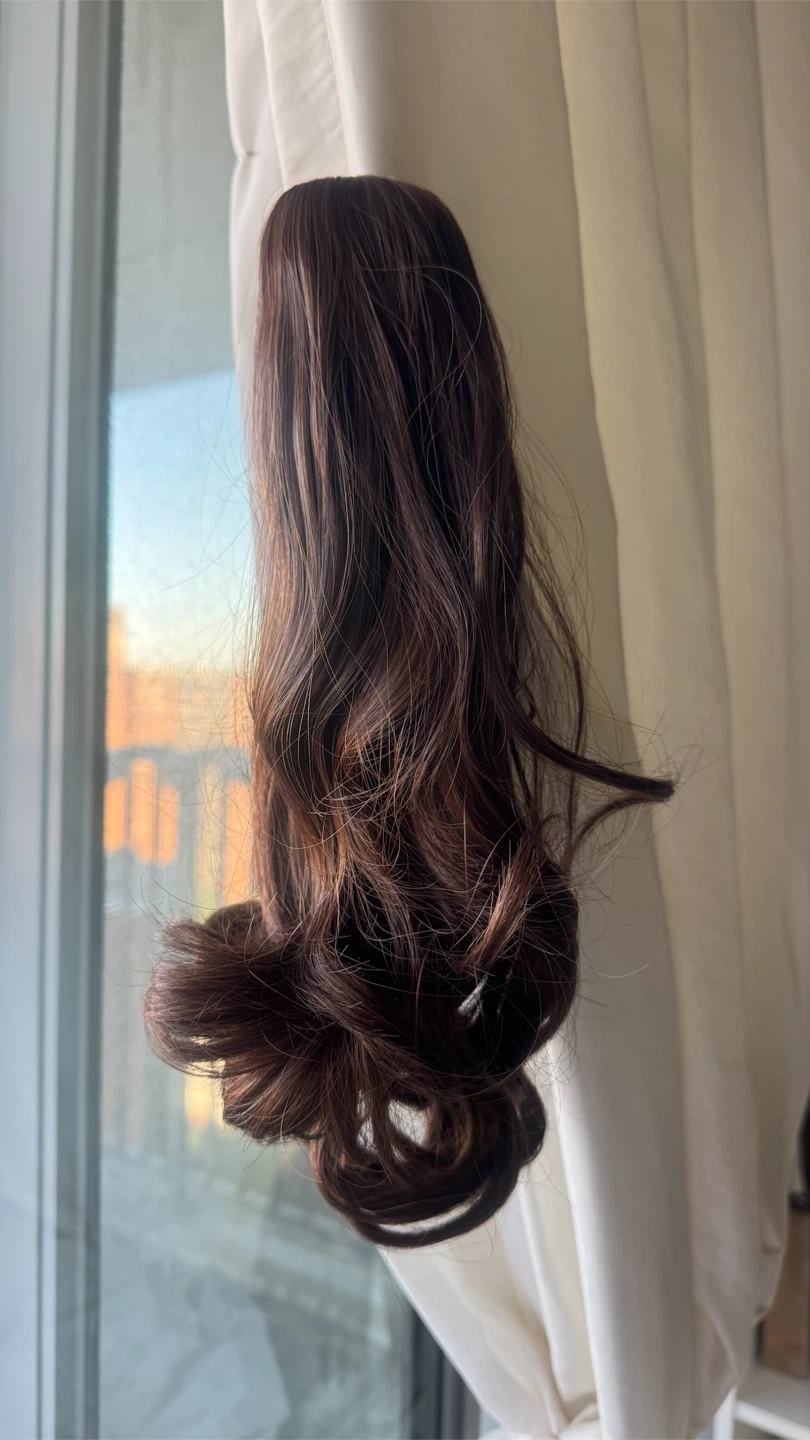 Long Brown Wavy Ponytail Extension - photo 4